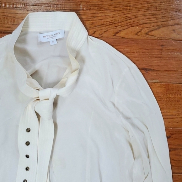 Michael Kors Collection silk neck tie buckle blouse - Picture 2 of 8